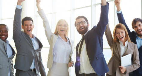 Happy office workers