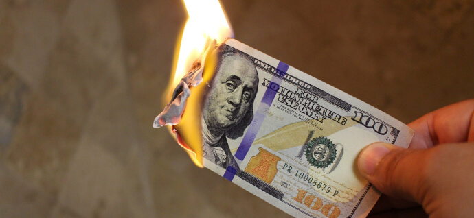 The burning money