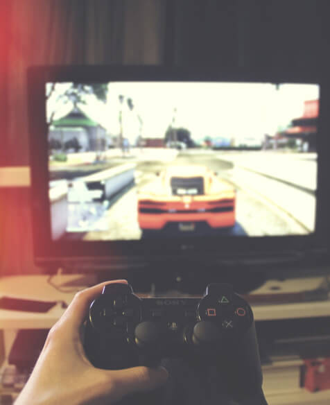 Someone playing a video game